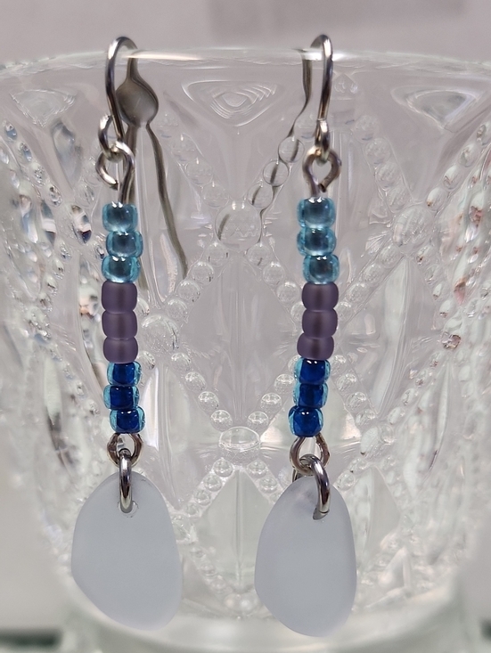 J & R Gems! Jewelry - Sea Glass Drop Earrings With Sterling Silver Earwires!